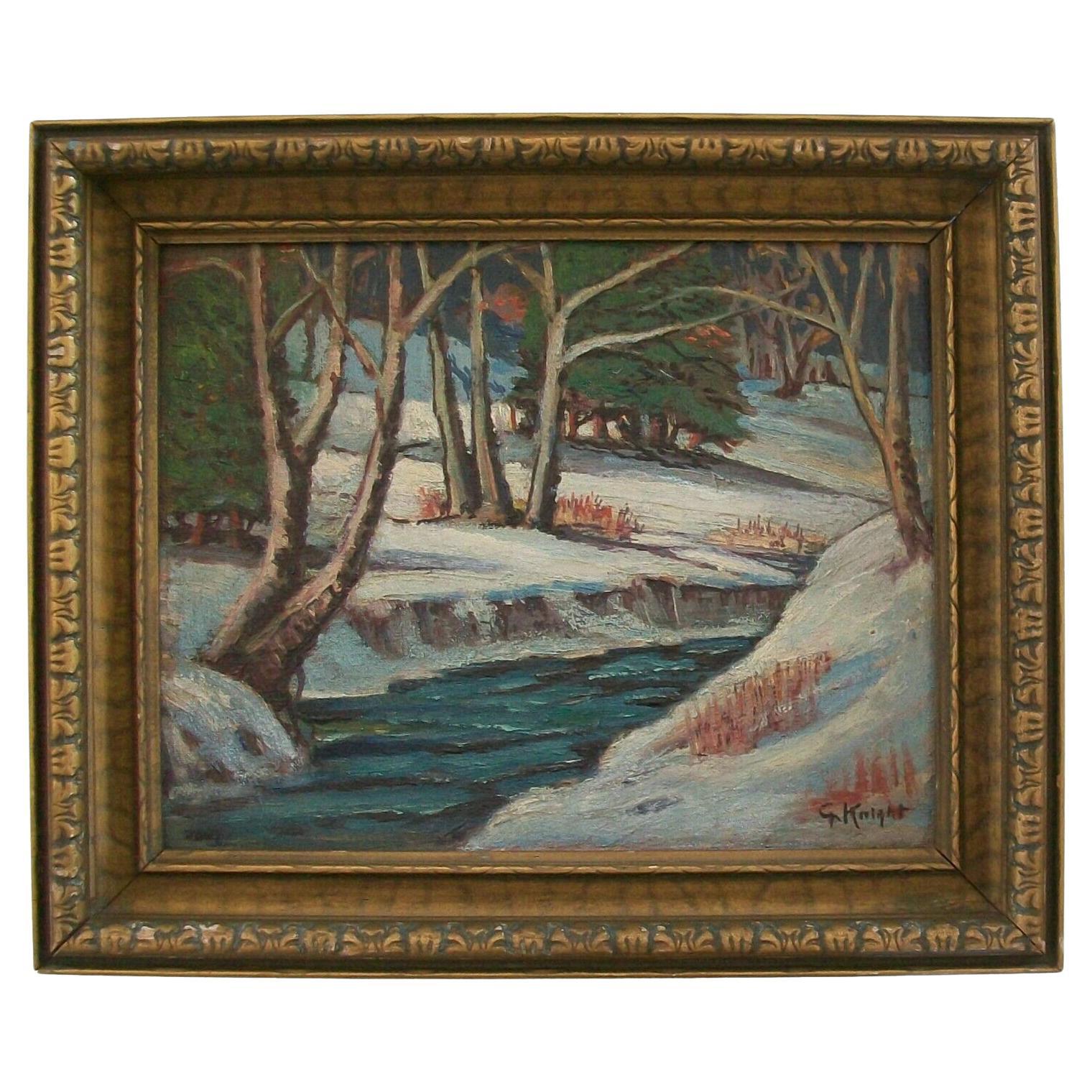 Gwendolyn Knight, peinture de paysage post-impressionniste, États-Unis, vers les années 1950