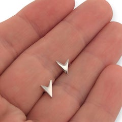 Gwendolyn V-Shaped Earrings, 14K White Gold Asymmetrical Post Earrings