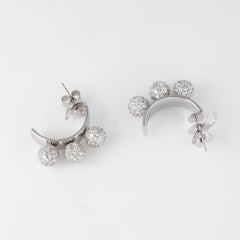 Gwennie Tam Three Sisters Pave Diamond Earrings 3 Ball Orb 18 Karat Gold Estate