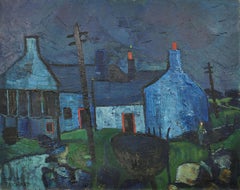 Anglesey Farmhouse. Red Chimney Pots. Welsh Rural Life. Impasto Palette Knife.