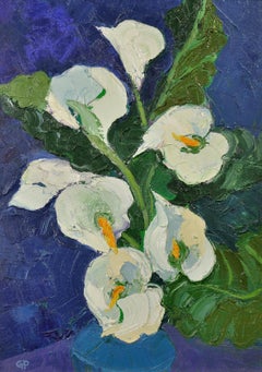 Lilies, 2004. Still Life. Modern Welsh. Impasto Palette Knife.