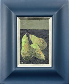 Drei Birnen, 2011. Stillleben. Obst. Modernes Walisisch. Impasto-Paletten-Messer.