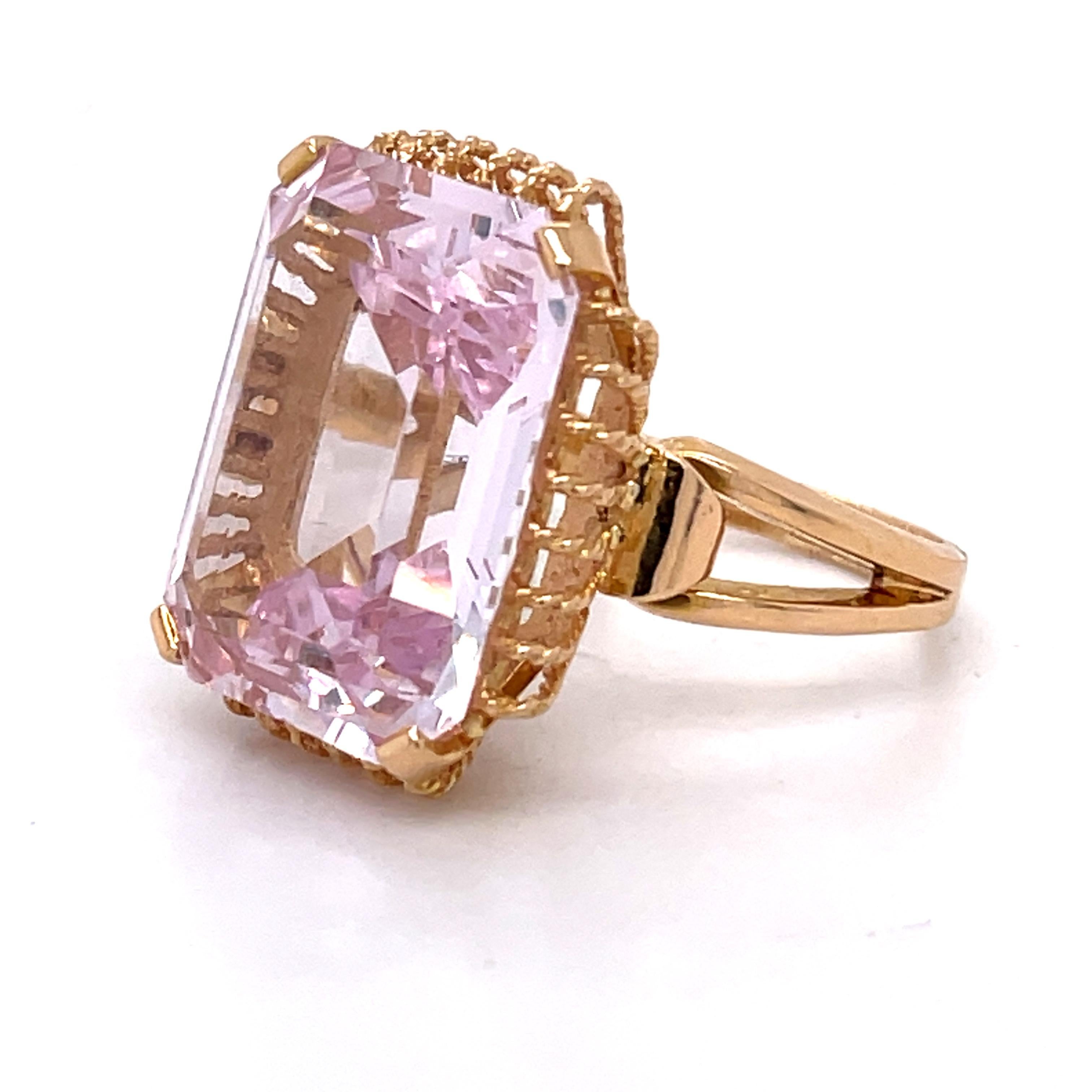 GWLAB Certified, 16.23ct Pink Spinel Emerald Cut, 14k Rose Gold, Cocktail Ring For Sale 2