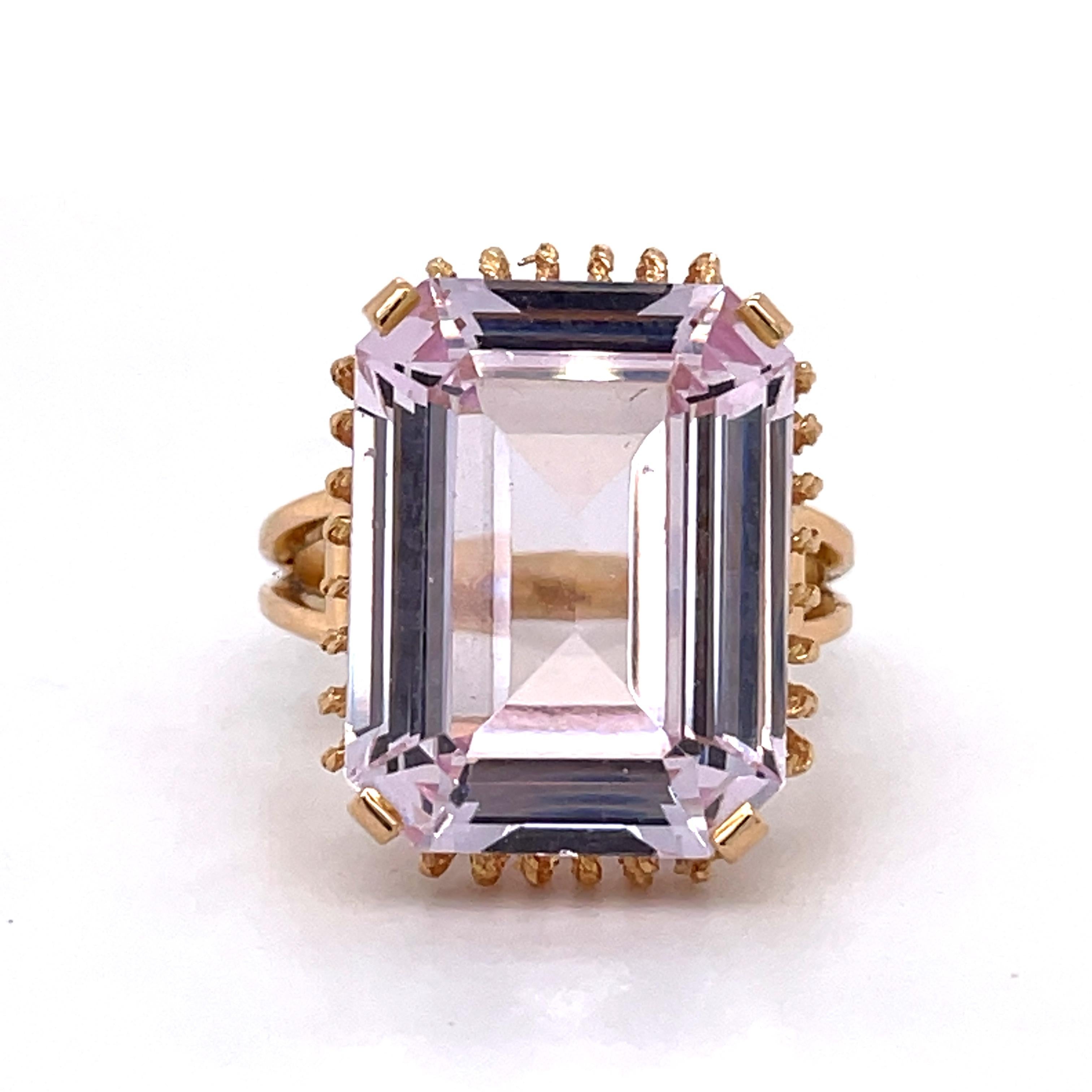 Women's GWLAB Certified, 16.23ct Pink Spinel Emerald Cut, 14k Rose Gold, Cocktail Ring For Sale