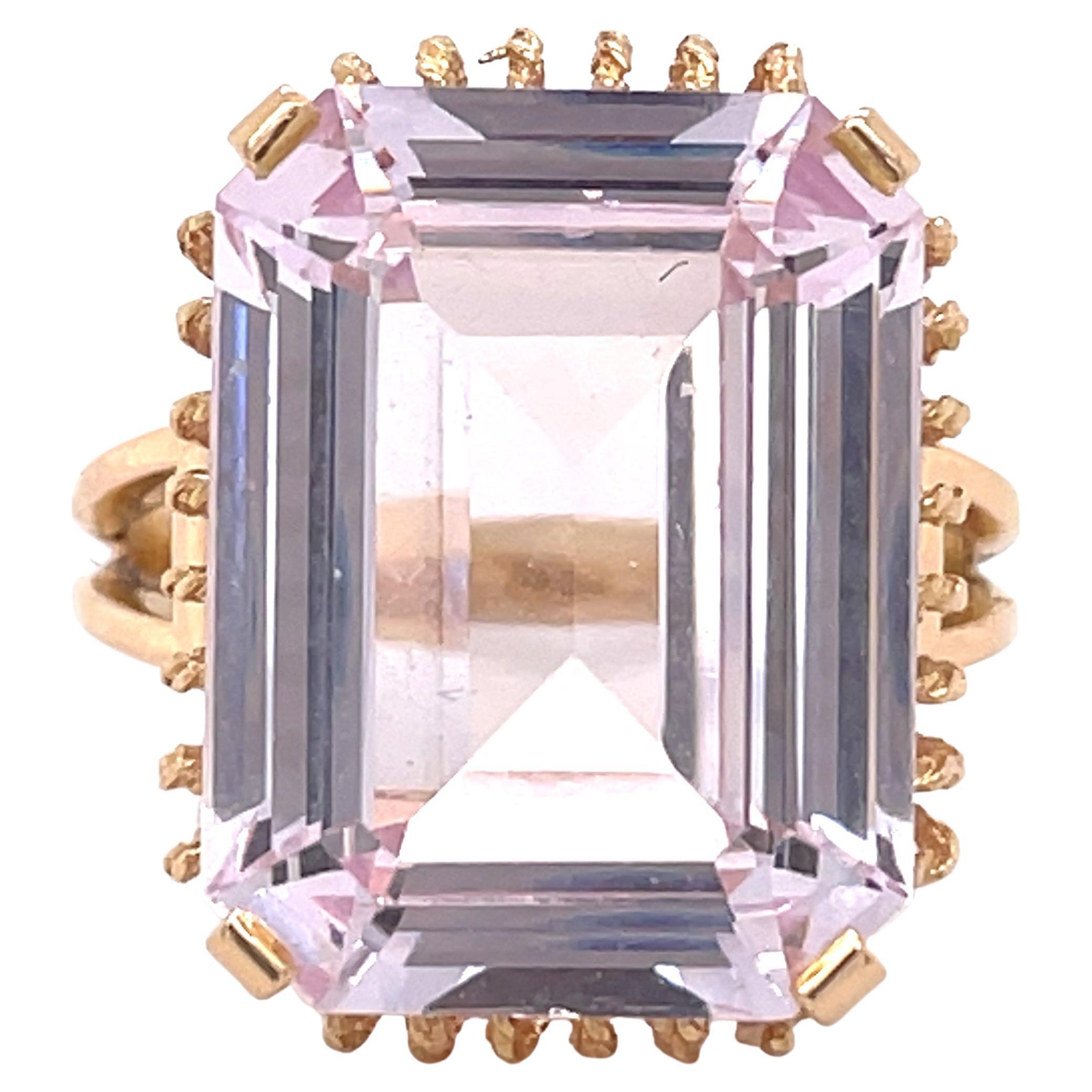 GWLAB Certified, 16.23ct Pink Spinel Emerald Cut, 14k Rose Gold, Cocktail Ring For Sale