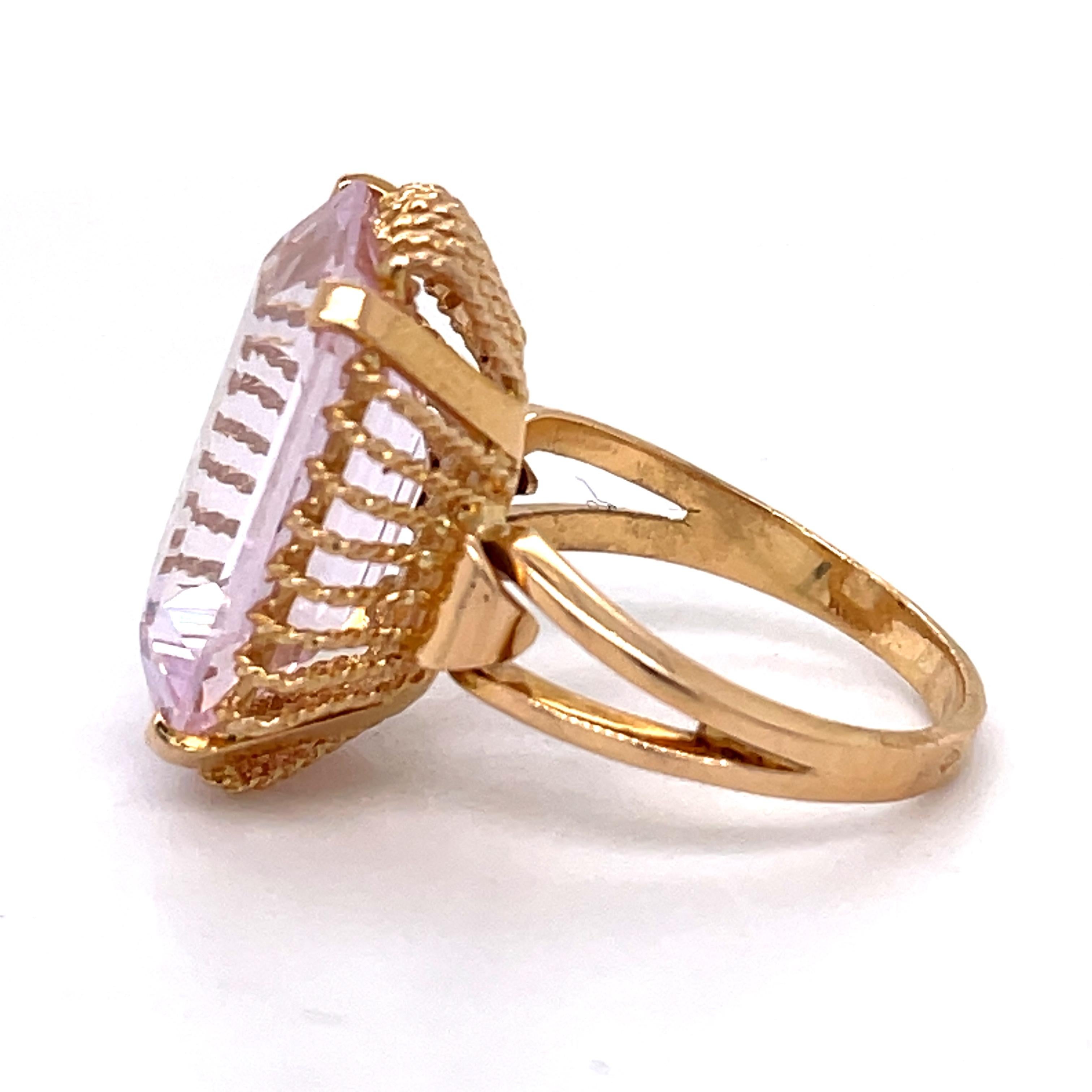 Women's GWLAB Certified, 16.23ct Pink Spinel Emerald Cut, 14k Rose Gold, Cocktail Ring For Sale