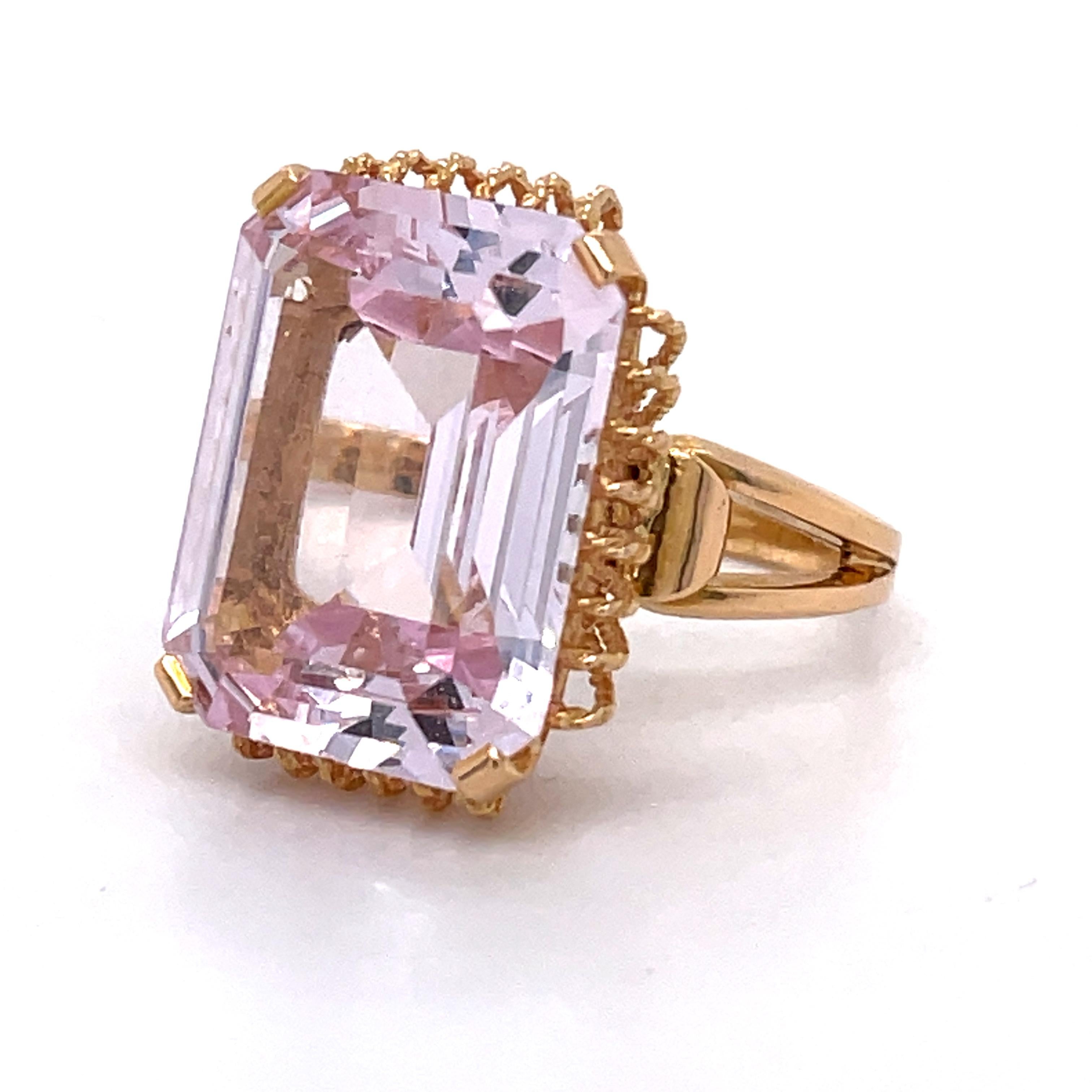 GWLAB Certified, 16.23ct Pink Spinel Emerald Cut, 14k Rose Gold, Cocktail Ring For Sale 4