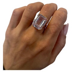 Bague cocktail en or rose 14 carats, certifiée GWLAB, taille émeraude rose 16,23 carats