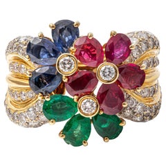 GWlab Certified 6.45ct Yellow Gold Multiple Gems Ring