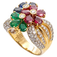 GWlab Certified 6.45ct Yellow Gold Multiple Gems Ring