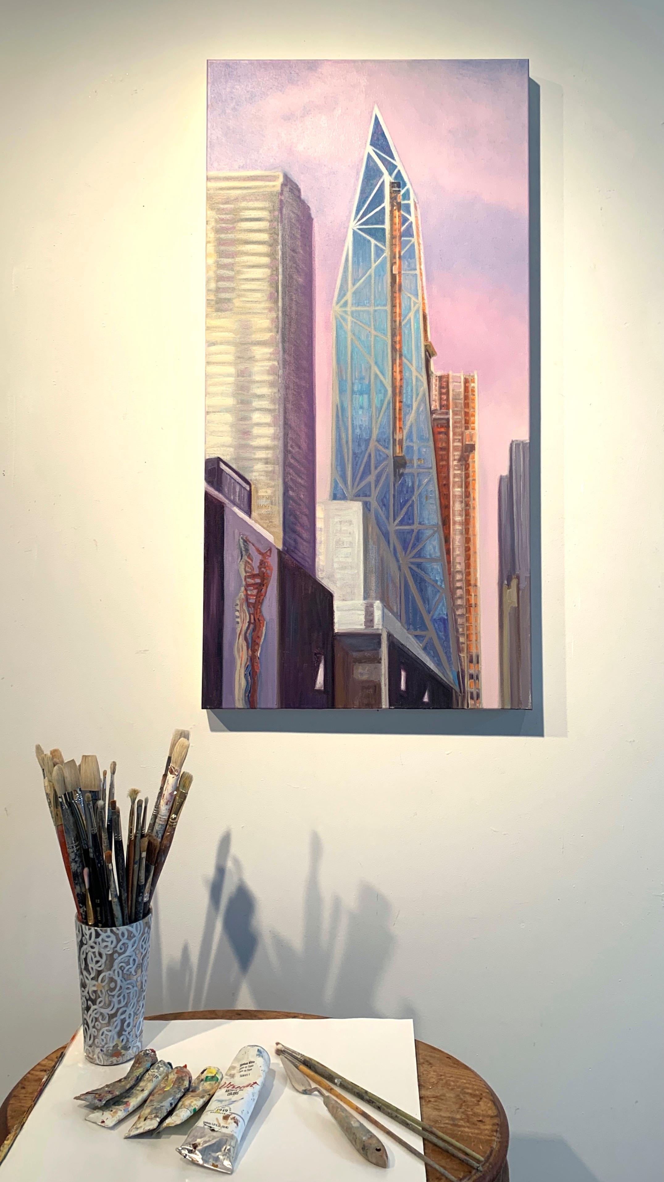 53 West 53rd Rising over MoMA 3, View from West 54th Street - Painting by Gwyneth Leech