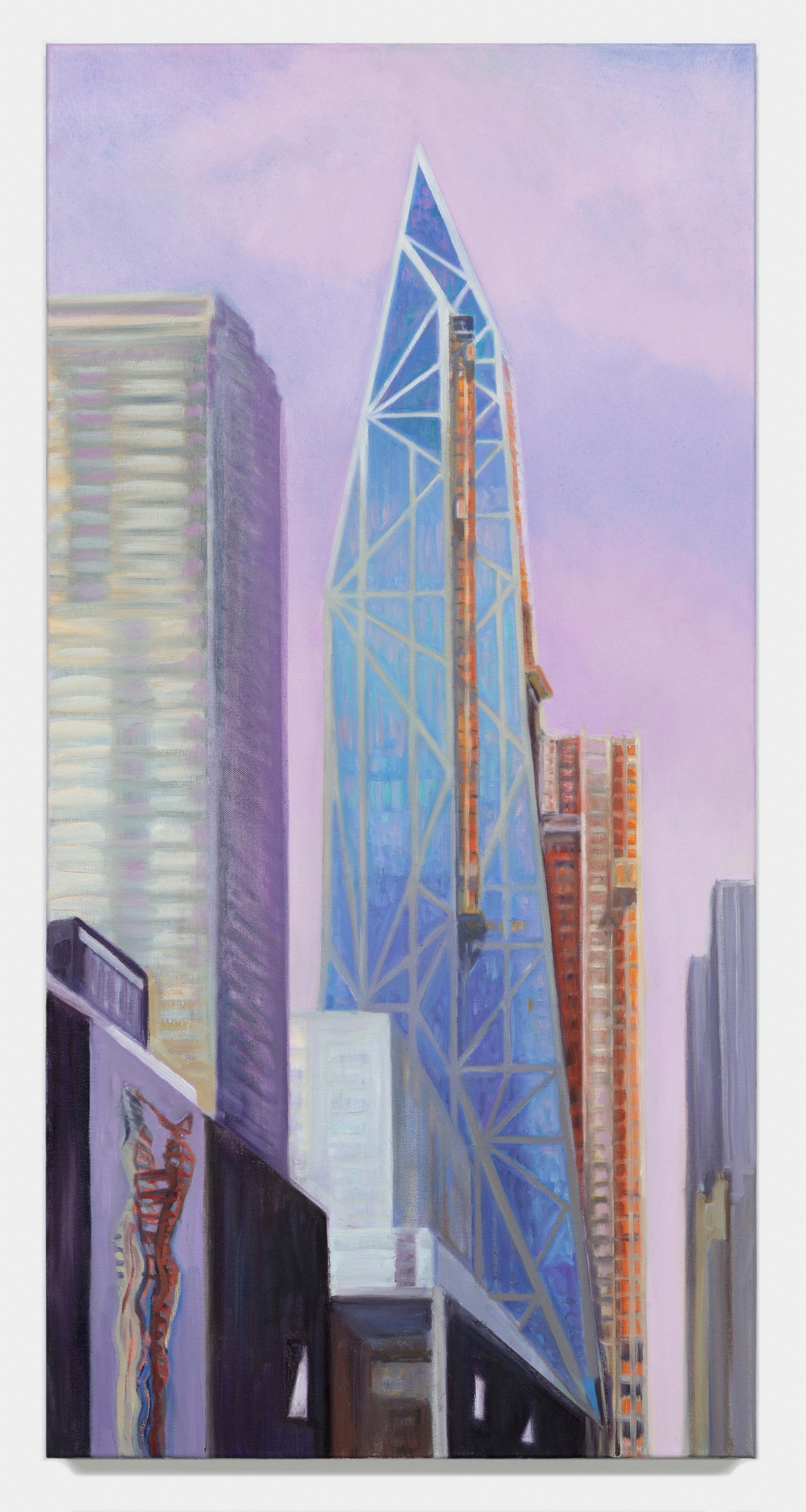 Gwyneth Leech Landscape Painting - 53 West 53rd Rising over MoMA 3, View from West 54th Street
