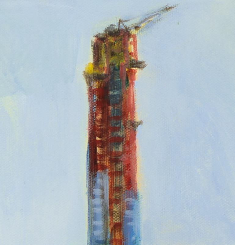 Gwyneth Leech tracks the progress of Manhattan construction with the sensitivity of an Impressionist painter. Initially struck by a skyscraper emerging outside her studio window, Leech became captivated by the choreography of construction and sense