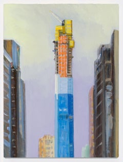 Central Park Tower Rising, Ansicht vom Broadway, lavendelfarbener Himmel