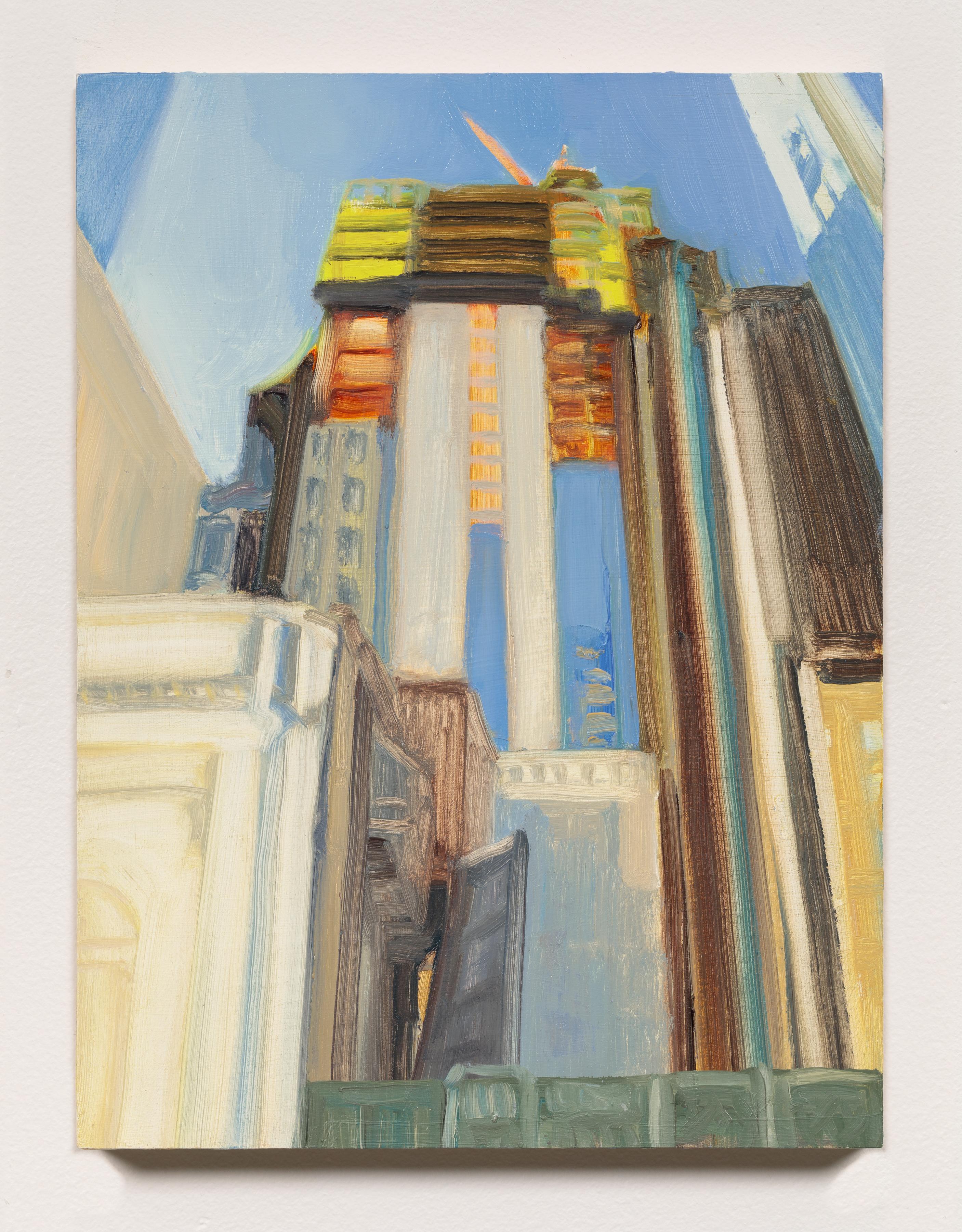 Gwyneth Leech Landscape Painting - Cort Theatre and Building Rising, View from West 48th Street #2