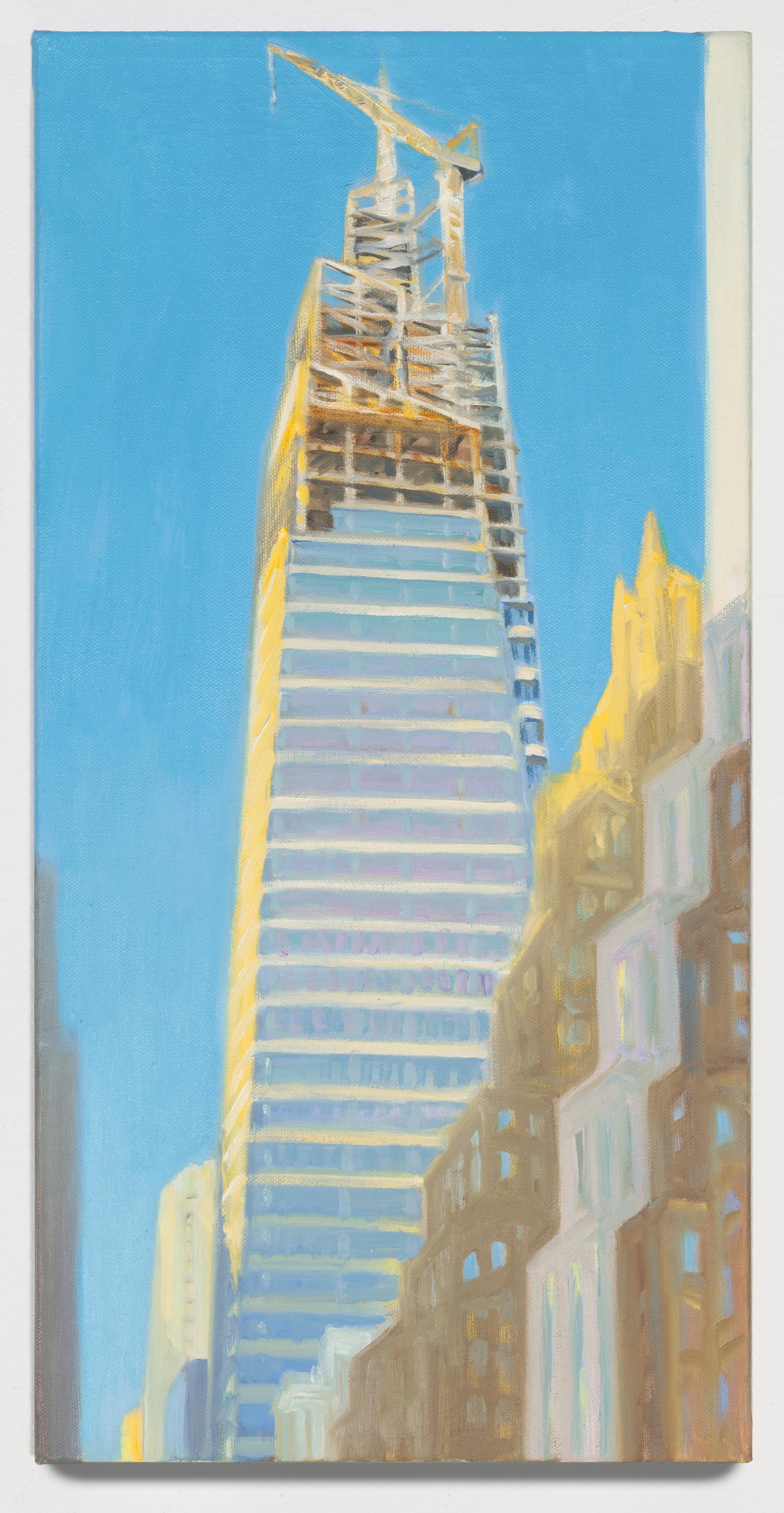 Gwyneth Leech Landscape Painting - OVA Crown in Construction, View from Madison Avenue, Looking North 1