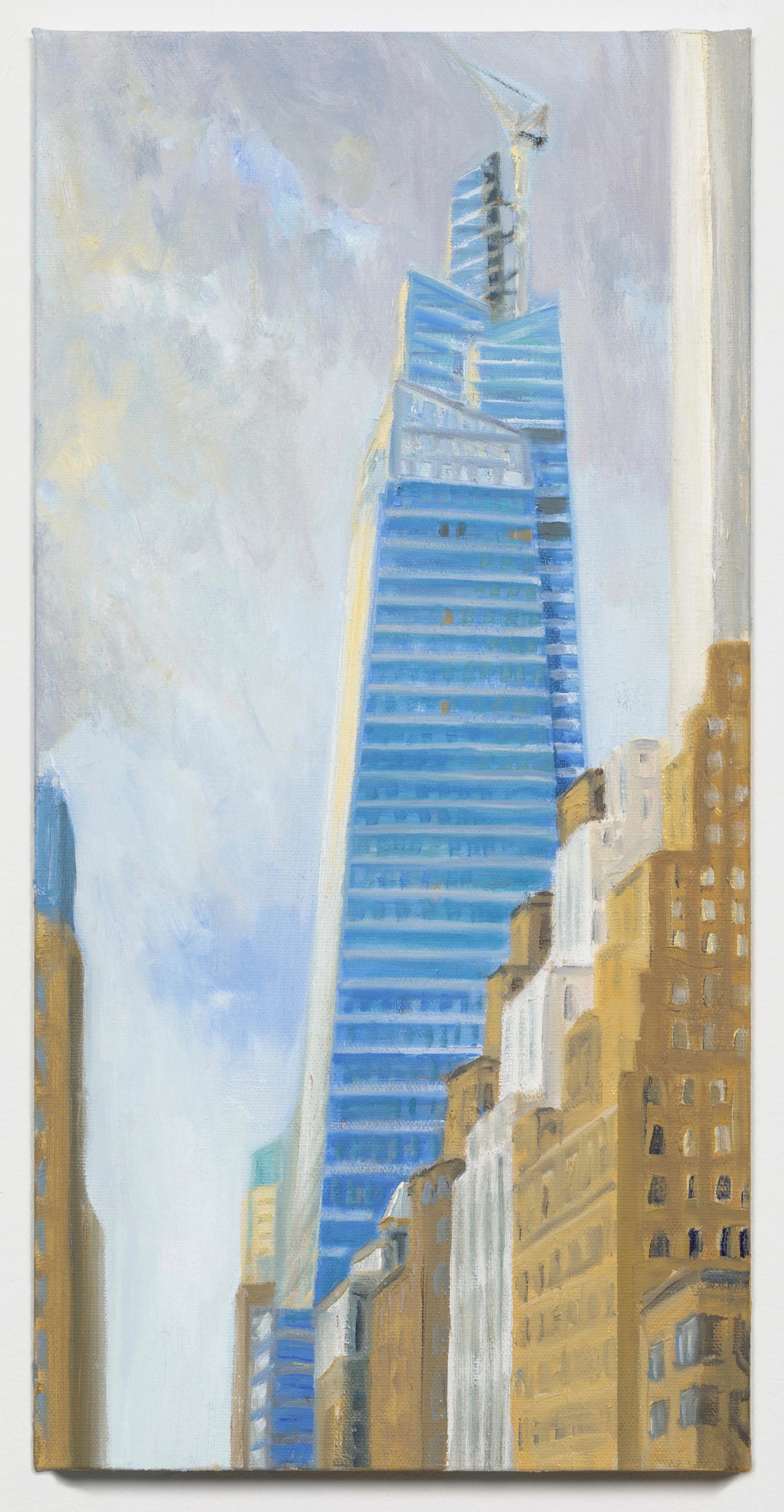 Gwyneth Leech Landscape Painting - OVA Crown in Construction, View from Madison Avenue, Looking North 2