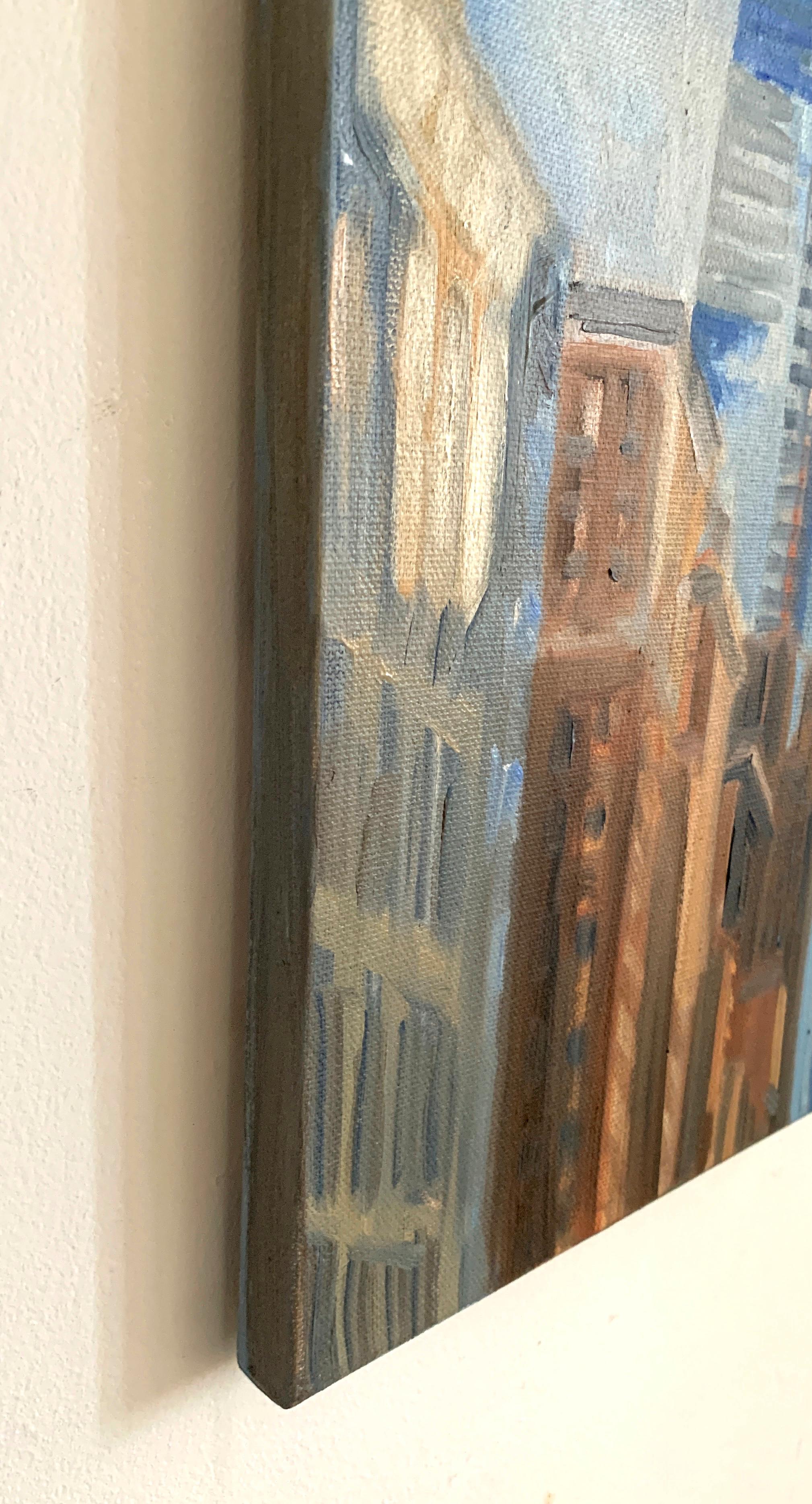 OVA Crown in Construction, View from Madison Avenue, Looking South 2 - Impressionist Painting by Gwyneth Leech