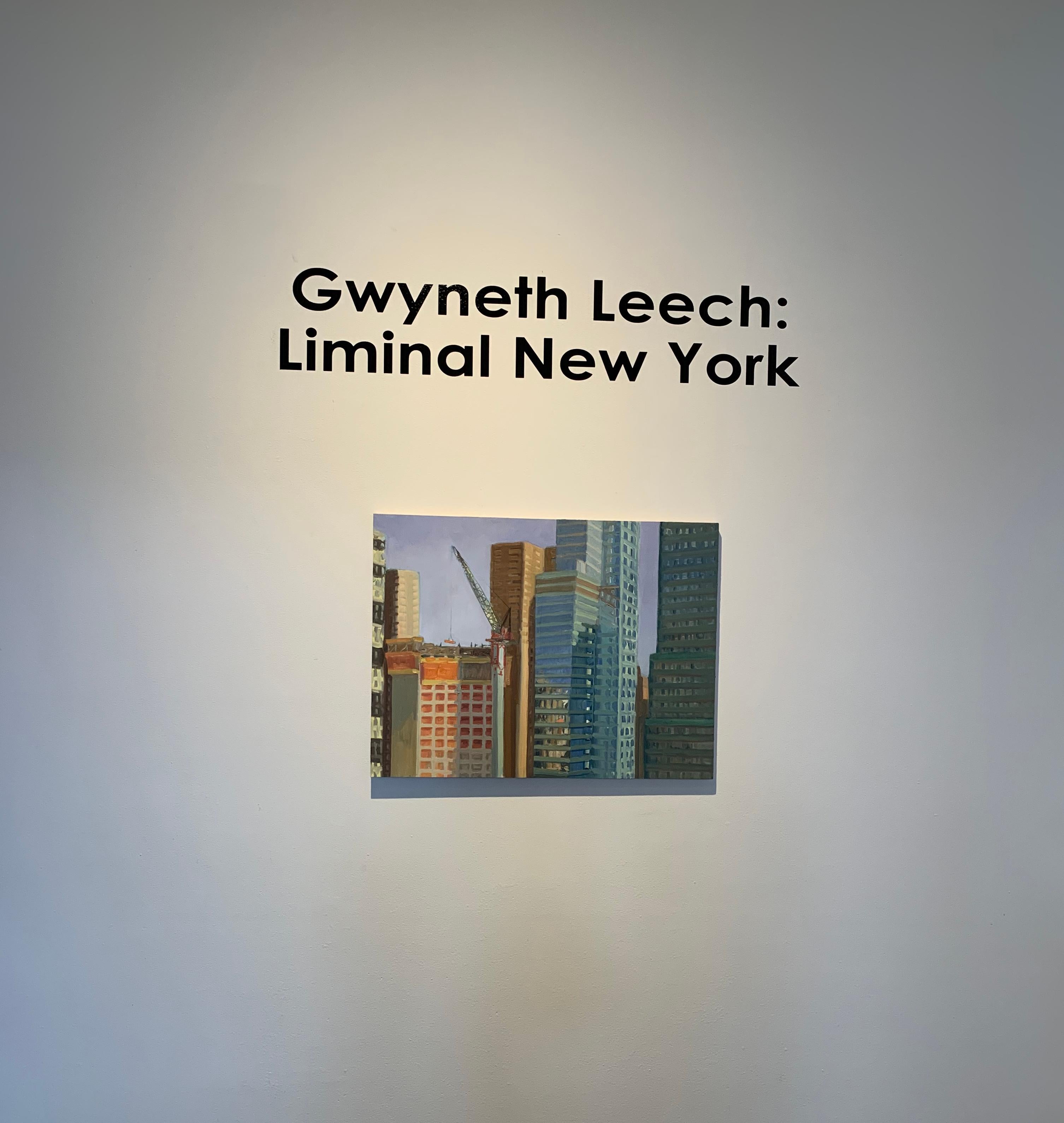 View to the West from the Studio with Building Rising (Vue vers l'Ouest depuis l'atelier avec le monticule), peinture impressionniste - Painting de Gwyneth Leech