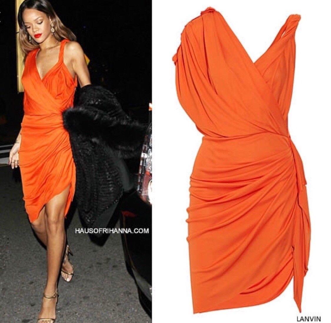 Gwyneth's LANVIN Oranges drapiertes Kleid aus Krepp-Jersey mit Faux-Wrap (Rot) im Angebot