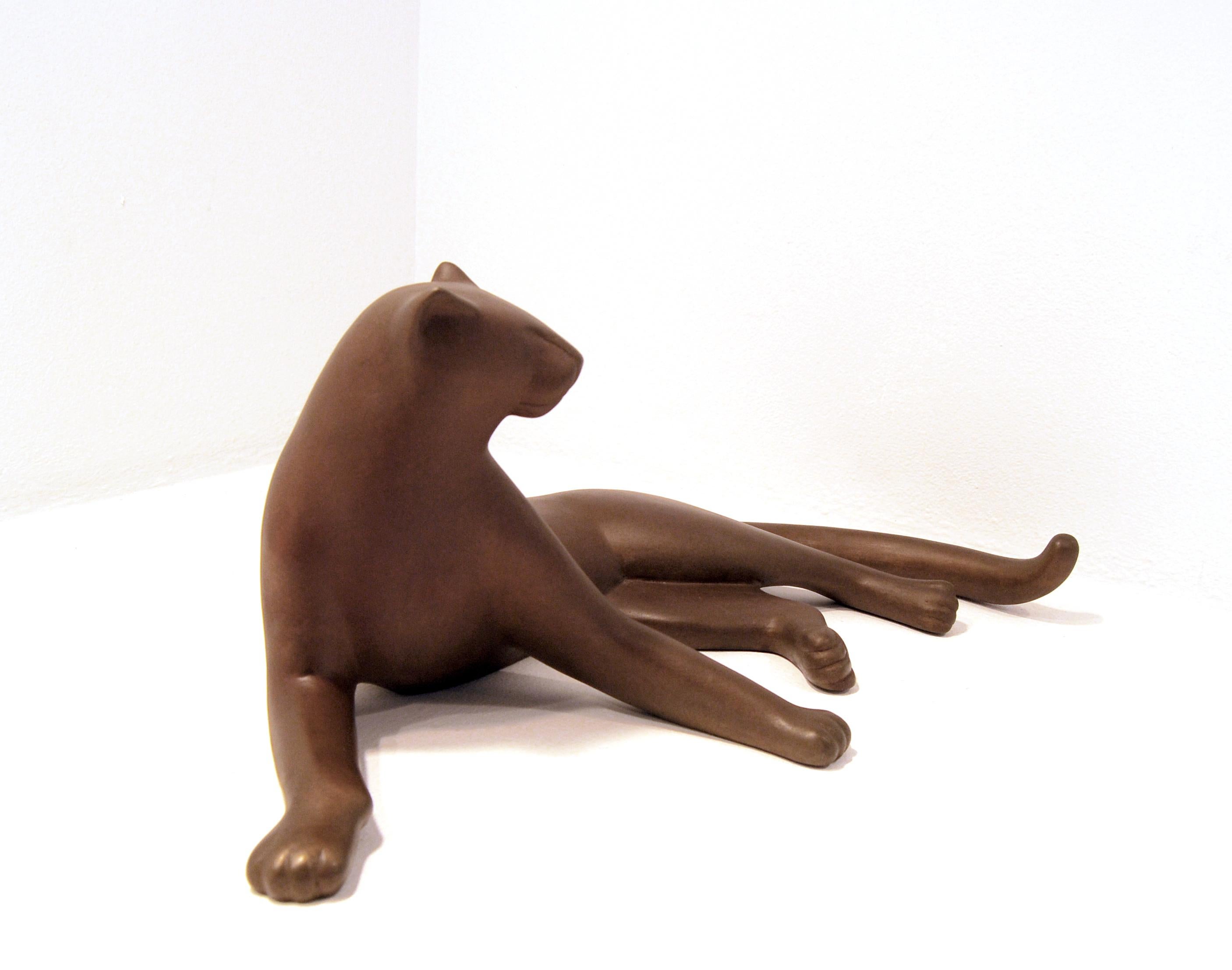 Lying Panther Maquette - Sculpture by Gwynn Murrill