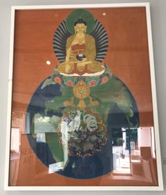 BHUDDA bright orange! painting on canvas