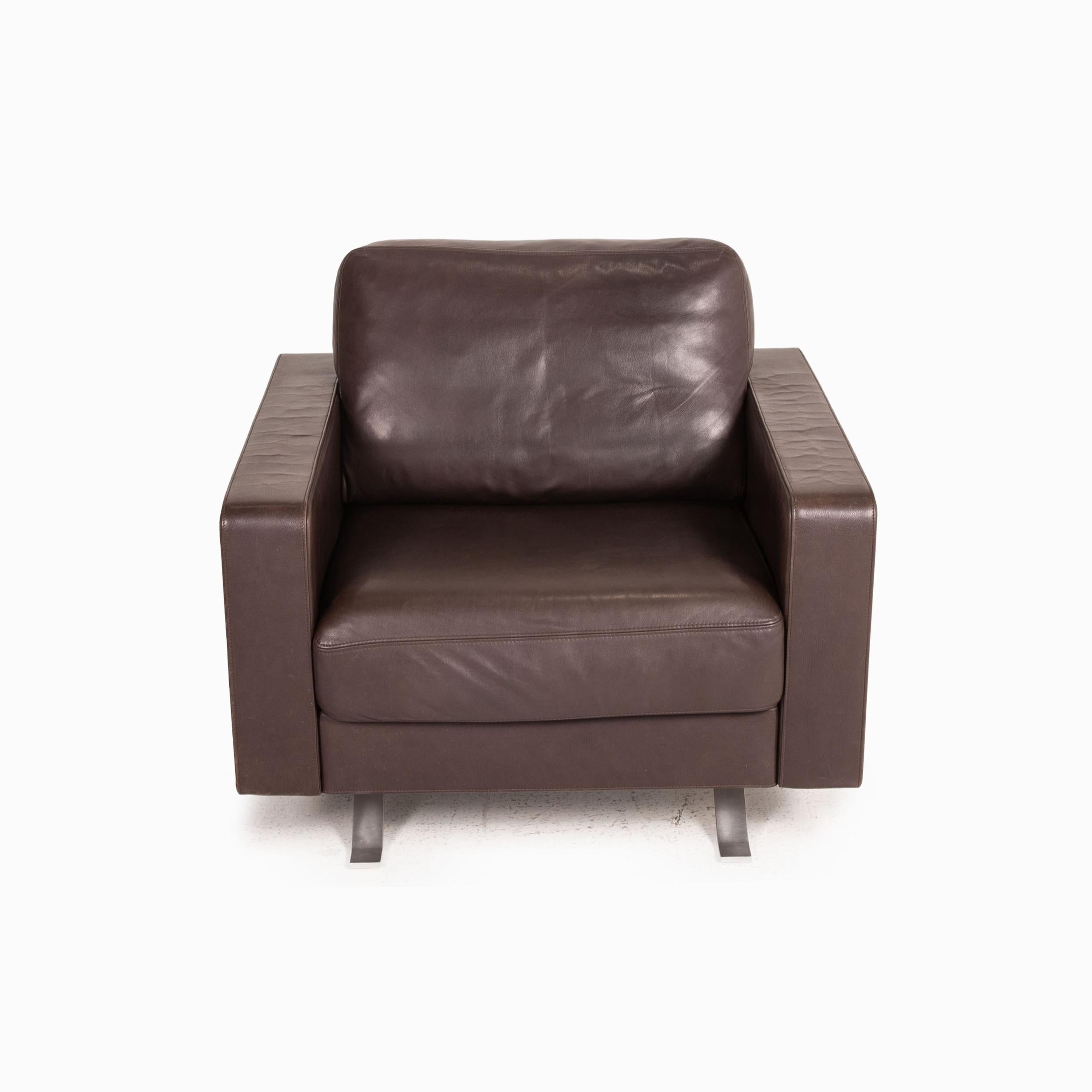 Gyform Leather Armchair Brown Dark Brown In Excellent Condition For Sale In Cologne, DE