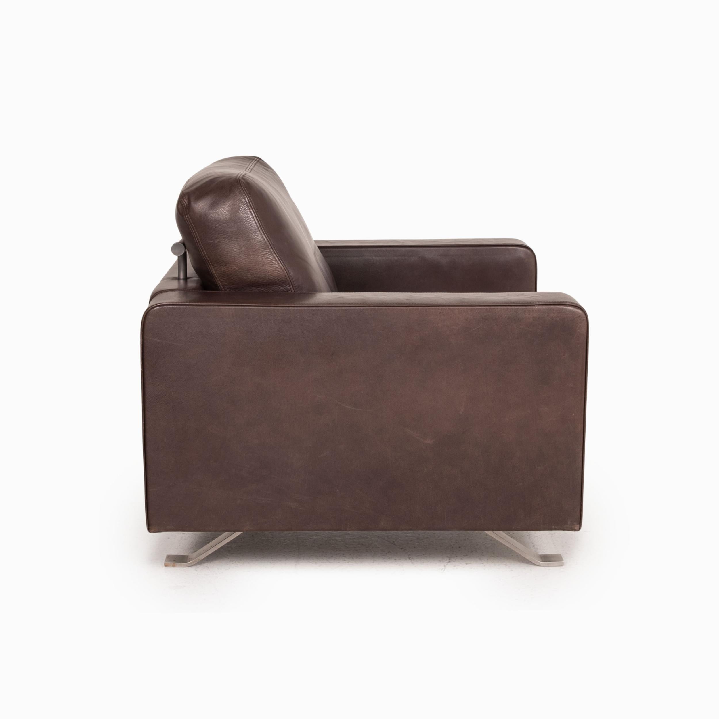 Contemporary Gyform Leather Armchair Brown Dark Brown For Sale