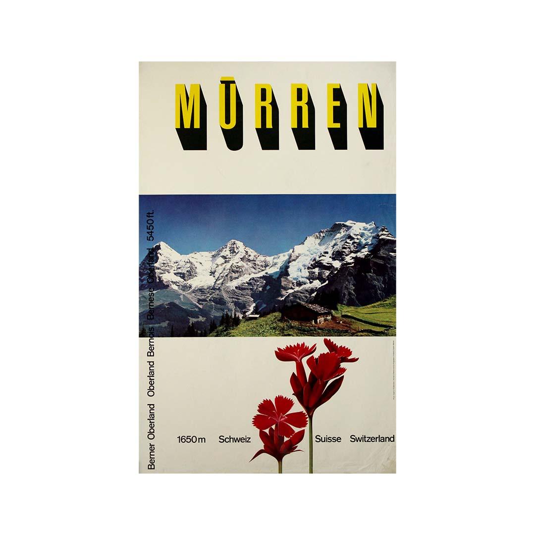 Cartel de viaje original de 1958 de Gyger & Klopfenstein - Oberland Bernés, Mürren en venta 1