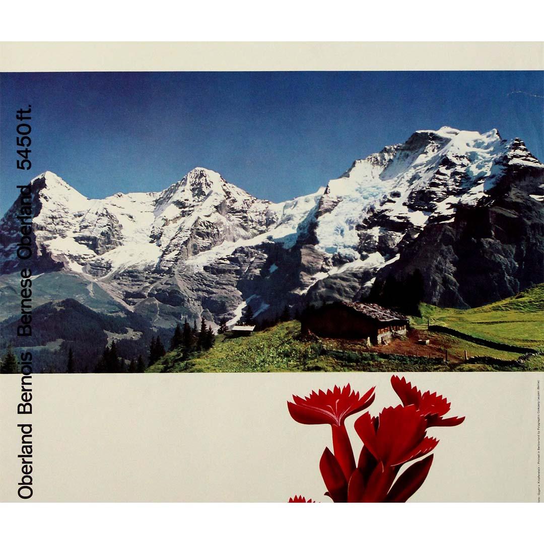 Cartel de viaje original de 1958 de Gyger & Klopfenstein - Oberland Bernés, Mürren en venta 2