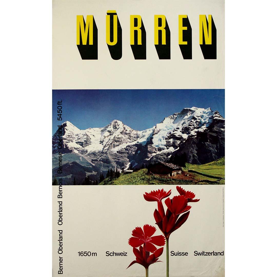 Este cartel de viaje original de 1958, obra del dúo de diseñadores suizos Gyger & Klopfenstein, capta el pueblo alpino de Mürren con una claridad sorprendente y un toque claramente moderno. Situado a 1.650 metros en el Oberland Bernés, Mürren se