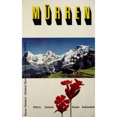 Cartel de viaje original de 1958 de Gyger & Klopfenstein - Oberland Bernés, Mürren