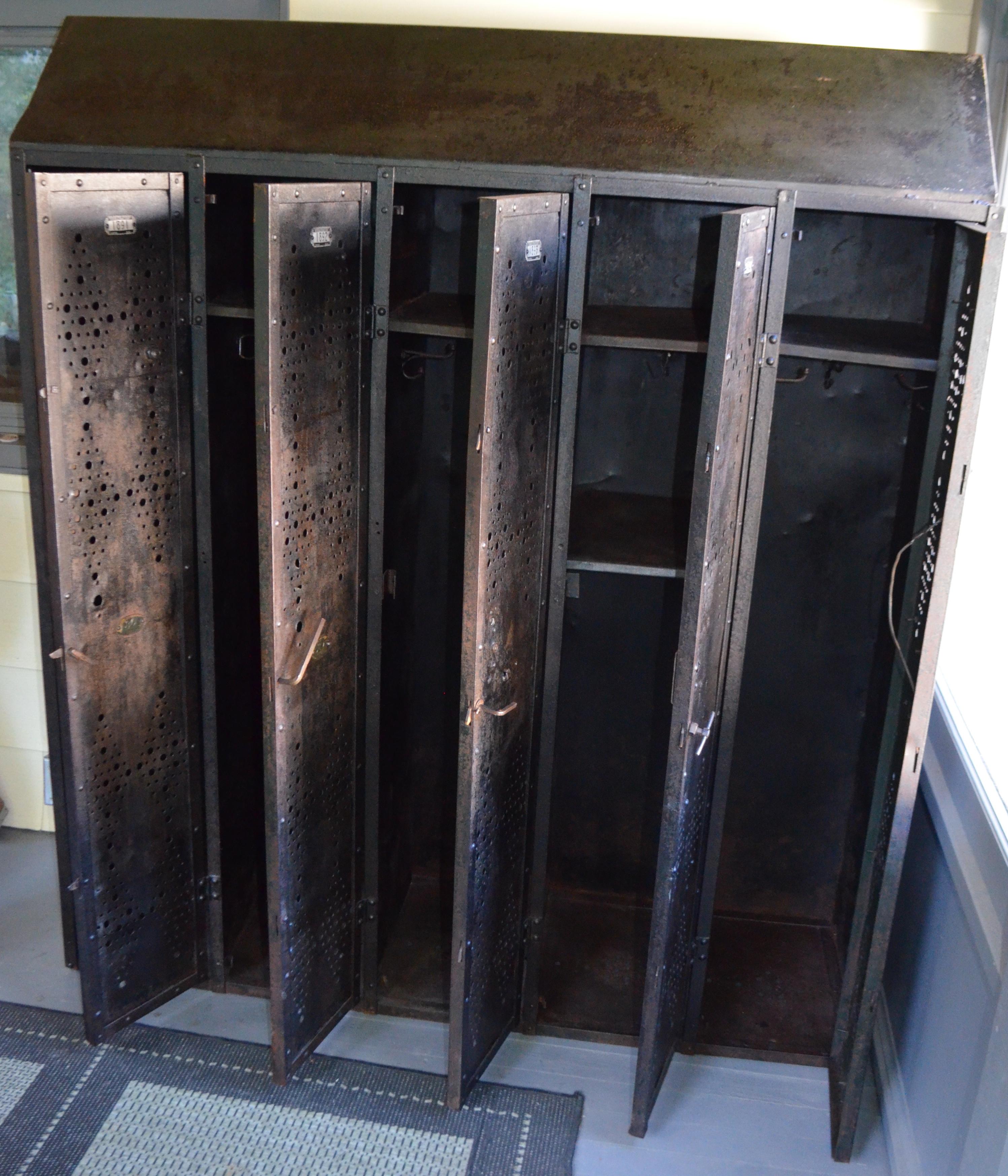 Gym Locker of Vintage Industrial Black Steel from GM Factory, Detroit 3
