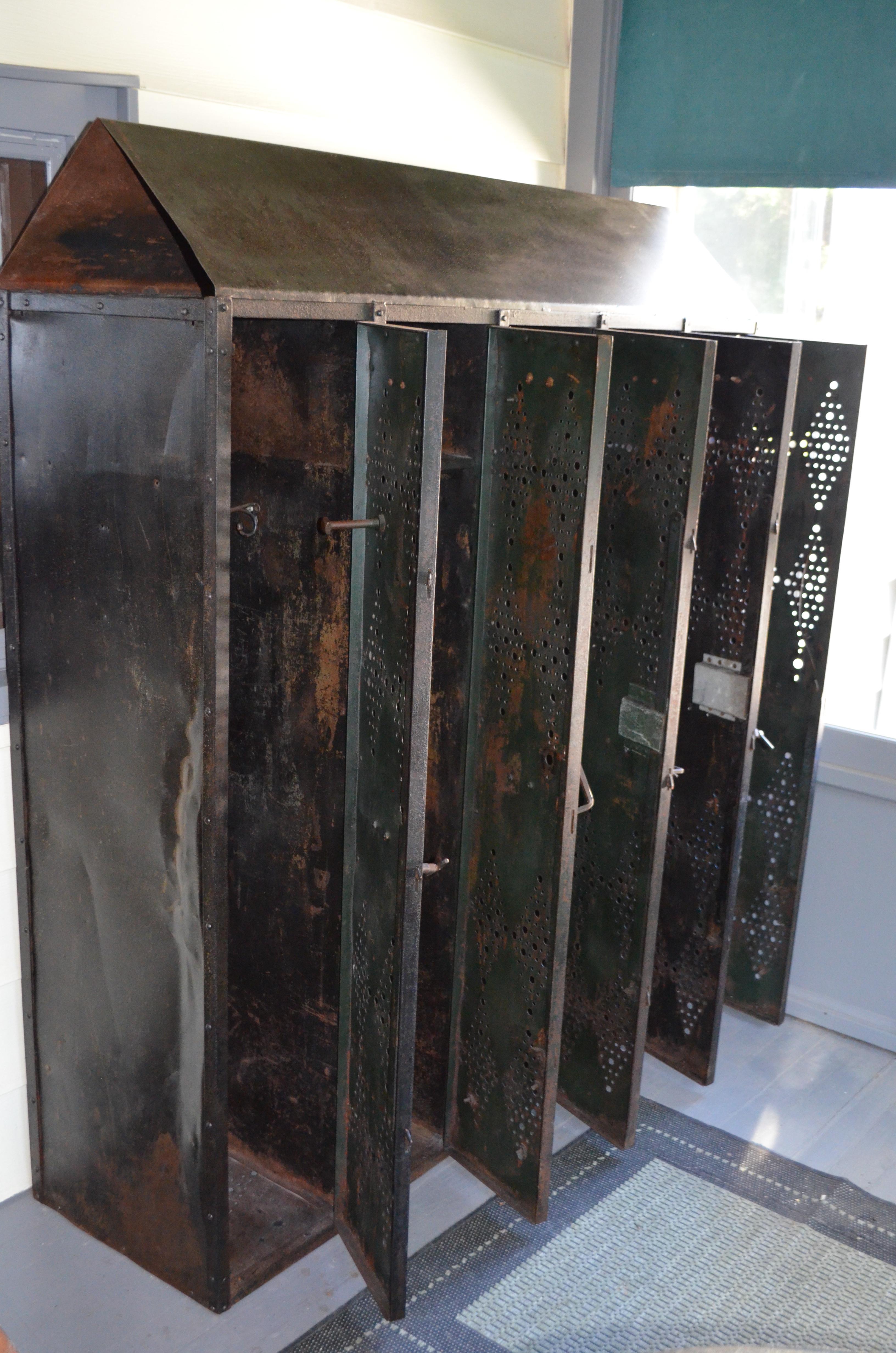 Gym Locker of Vintage Industrial Black Steel from GM Factory, Detroit 4