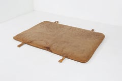Gym mat in brown cow leather with nice patina, Belgium, 1930s
