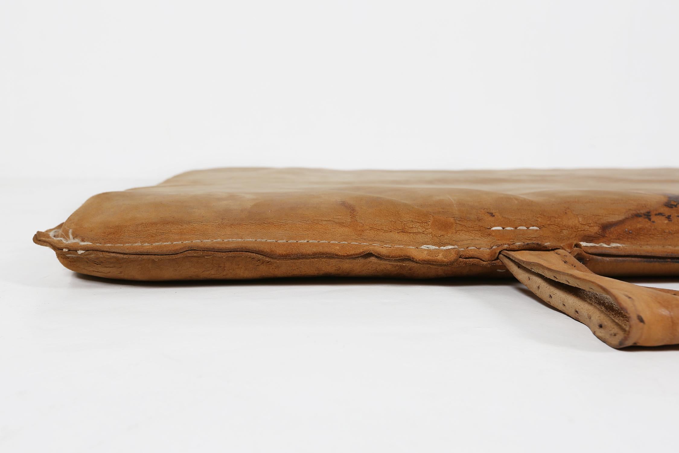 Mid-20th Century Gym mat in brown cow leather with nice patina, Belgium, 1930s For Sale