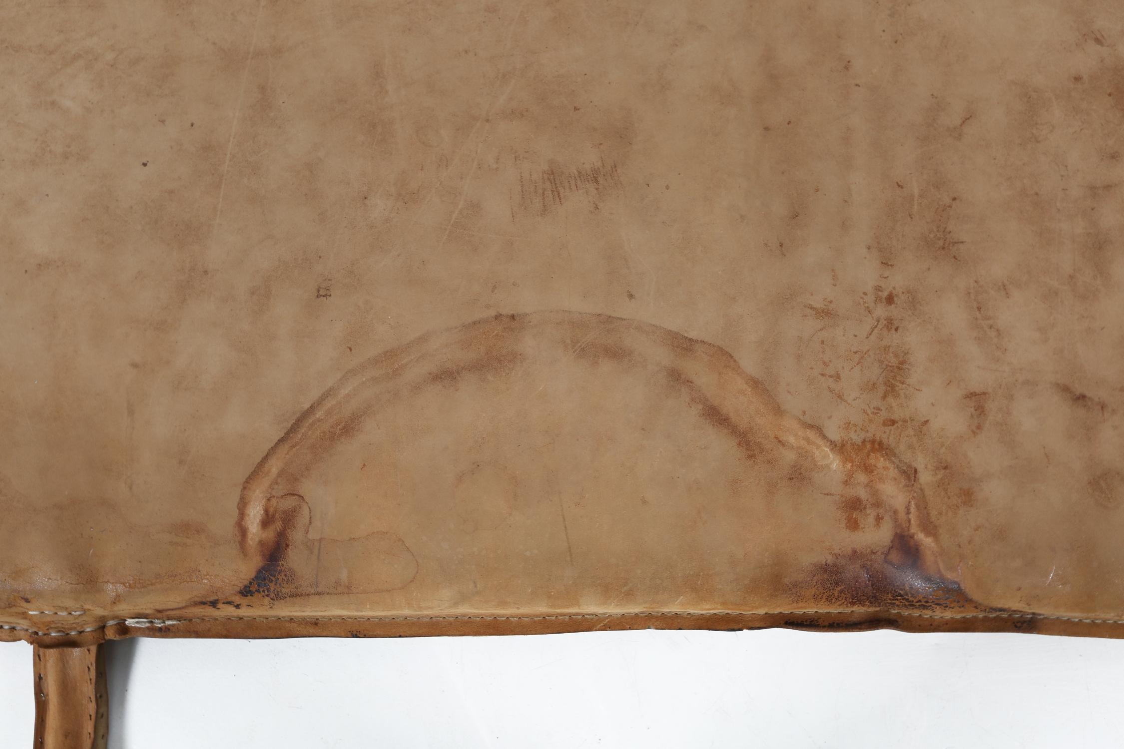 Leather Gym mat in brown cow leather with nice patina, Belgium, 1930s For Sale