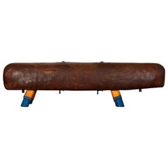 Used Gymnastic Leather Pommel Horse Bench, 1920s