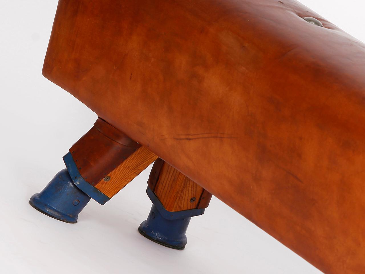 Czech Gymnastic Leather Pommel Horse Bench, 1930s