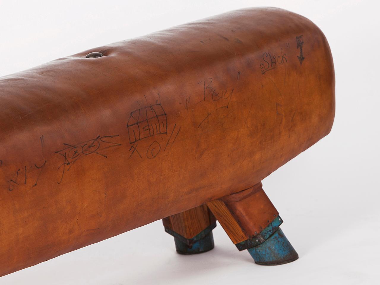 Gymnastic Leather Pommel Horse Bench, 1930s In Good Condition In Wien, AT