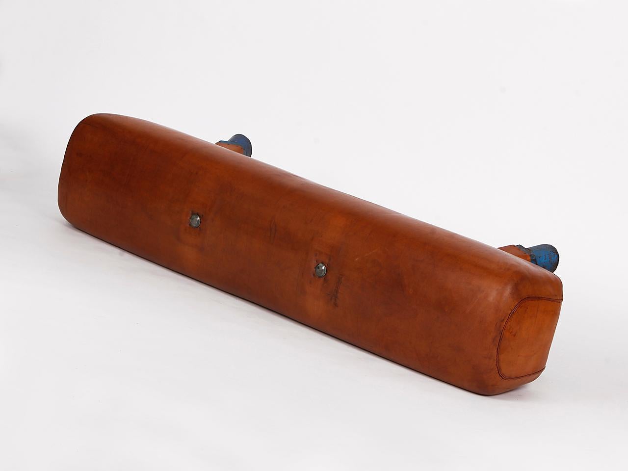 Gymnastic Leather Pommel Horse Bench, 1930s 3