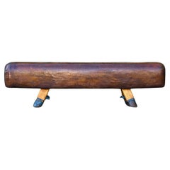 Used Gymnastic Leather Pommel Horse Bench, 1930s