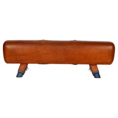Used Gymnastic Leather Pommel Horse Bench, 1930s