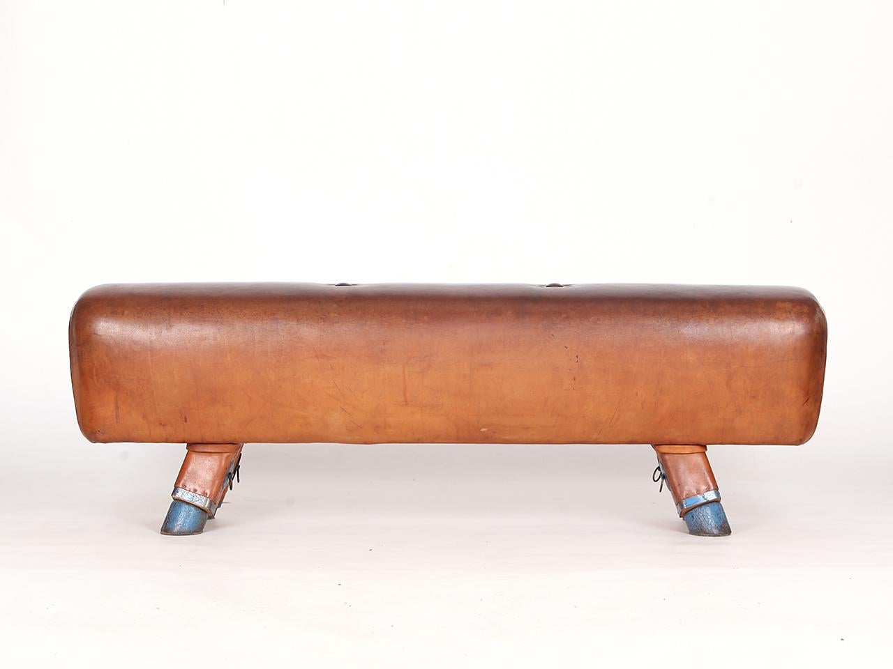 20ième siècle Banc d'athlétisme cheval de pommel en cuir, années 1930 en vente