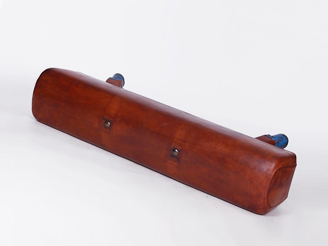 20th Century Gymnastic Leather Pommel Horse Bench Top, 1930s For Sale