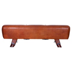 Gymnastic Leather Pommel Horse Bench Top, 1930s