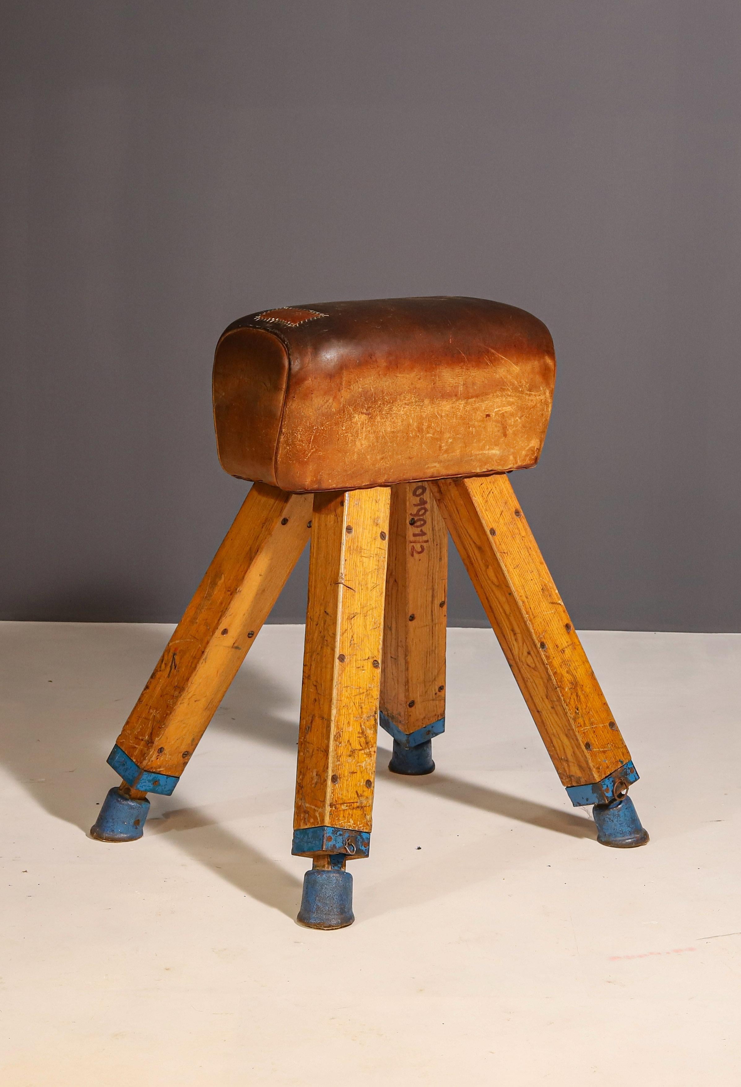 20th Century Gymnastic Leather Pommel Horse, Czechoslovakia, 1950’s For Sale