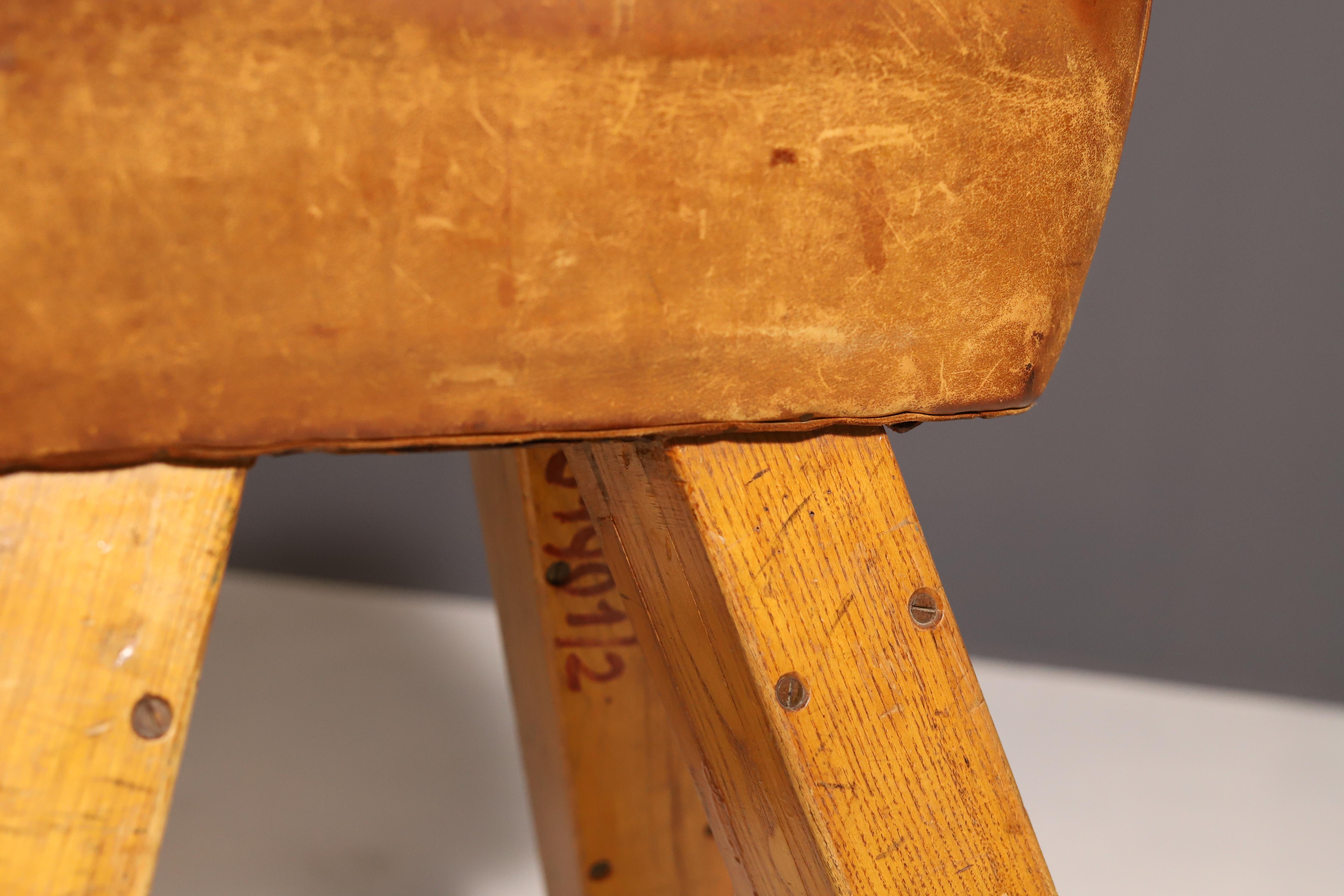 Gymnastic Leather Pommel Horse, Czechoslovakia, 1950’s For Sale 4