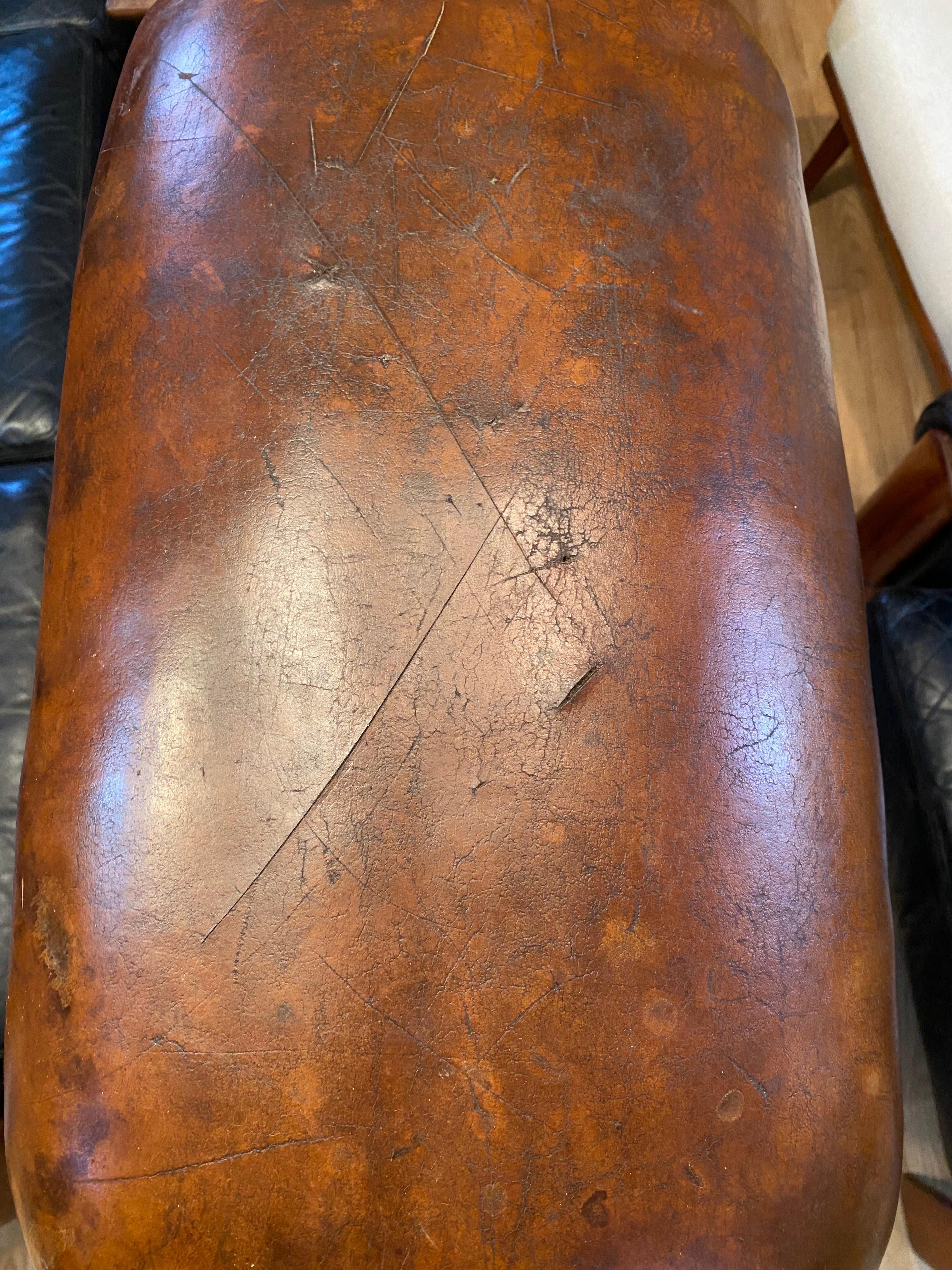 Mid-Century Modern Gymnastic Leather Pommel Horse, England, Circa 1930s