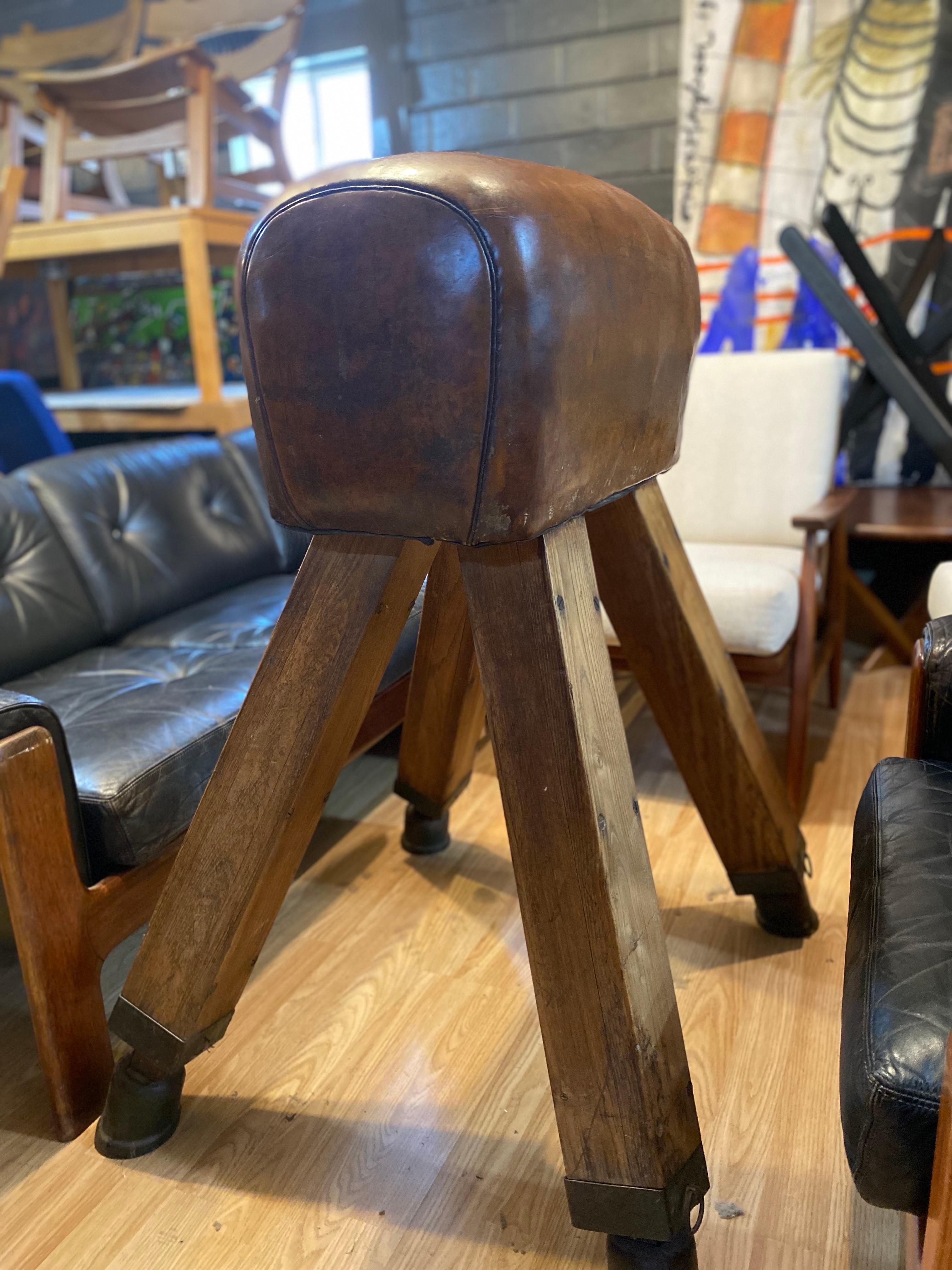 Gymnastic Leather Pommel Horse, England, Circa 1930s 2
